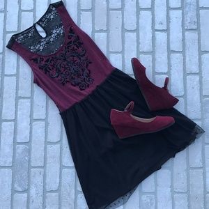 Maroon Closed Toe Wedges